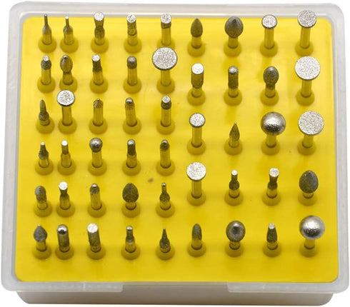50-Piece 1/8-Inch Shank Diamond Coated Rotary Burrs Set for Dremel Tools, Diamond Burr Set for Jewelry, Glass, Stone,