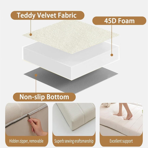 BLLMTEAR Bottom(2,43x80cm) Window Seat Cushions Indoor, Bay Window Cushion, Waterproof Anti-cat Scratch Bench Cushions
