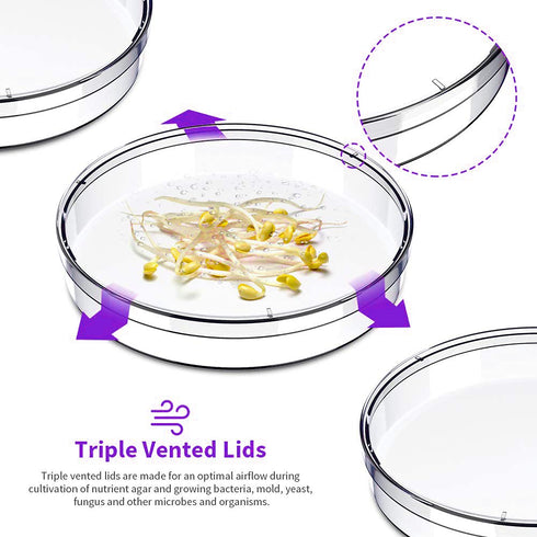60 Pack Sterile Plastic Petri Dishes with Lid, 90mm Dia x 15mm Deep for Laboratory Use (90MM-60PACK)