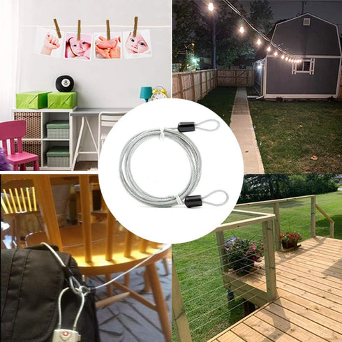 Car Cover Safety Steel Cable, 6.56 Ft Outdoor Clothesline, Vinyl Coated Flexible Steel Cable with Ring Ends