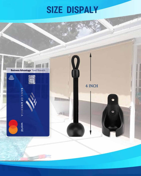 Bungee Kit and End Cap, Shade Tie Downs (2 Set, Black) Compatible with Coolaroo Outdoor Roller Sun Shade Replacement