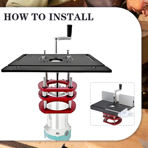 Flylin 4 Trimming 64-66mm Trimming Router Lift Base, Aluminum Alloy Router Lift System, Jaw Clamping, Stainless Steel