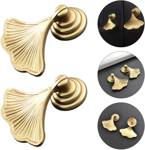 2pcs Set, Fan-Shaped Zinc Alloy Drawer Knobs Cabinet and Wardrobe Handle Pulls for Furniture, Suitable for Dressers