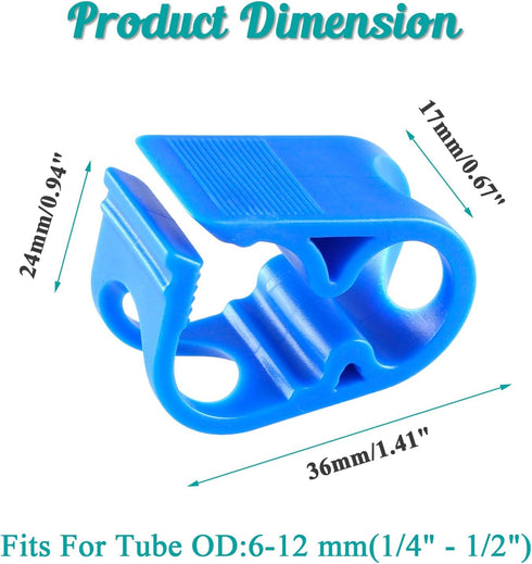 5 Pcs Plastic Tubing Clamps, 1/4" - 1/2" Tube O.D. Adjustable Tube Clamp Shut Off Hose Clamp, Laboratory Pinch Valve Flow Control Hose Clamp(Blue)
