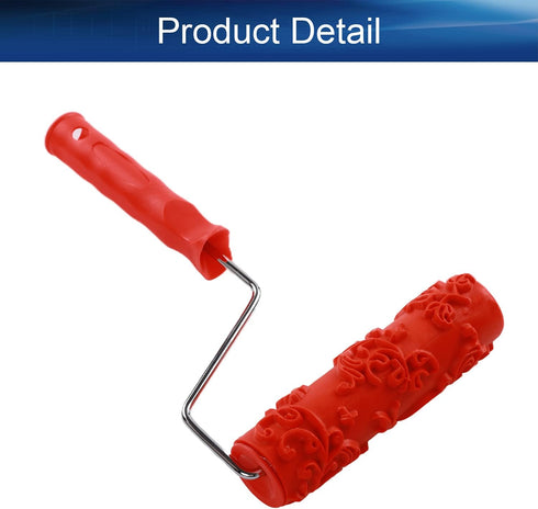 Auniwaig Embossing Rubber Paint Roller Brush - Red 12.59 Inch for Household Wall Painting, DIY Art Tools