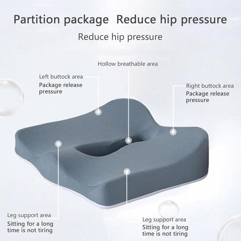 WLLYXUS Tailbone (Gray,1pc) Memory Foam Seat Chair Cushion for Relieves Back Sciatica Pain Cushion Low Back Pain