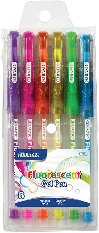BAZIC 6 Scented Fluorescent Color Gel Pen with Cushion Grip
