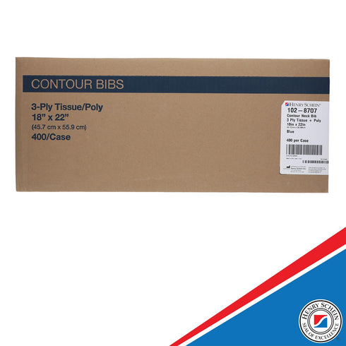 18" 22", 400 Patient Bibs x Blue Tissue with Poly Backing, Disposable Waterproof, Durable Protection for Dental
