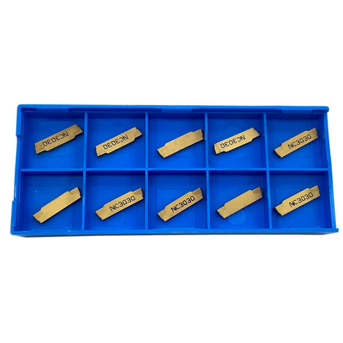 GBJ MGMN200-G 10pcs Tin Coated Carbide Grooving Inserts, 2mm Wide for MGEHR/MGIVR Lathe Grooving Cut-Off Tool