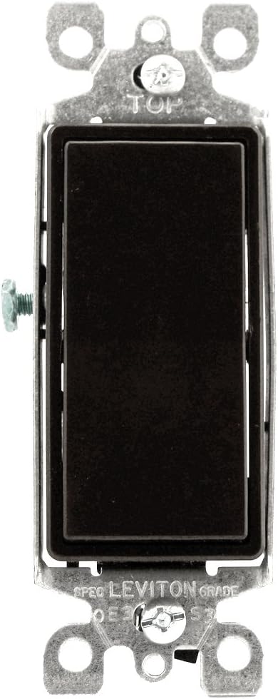 Leviton 5603-2 15 Amp, 120/277 Volt, Decora Rocker 3-Way AC Quiet Switch, Residential Grade, Grounding, Brown by Leviton