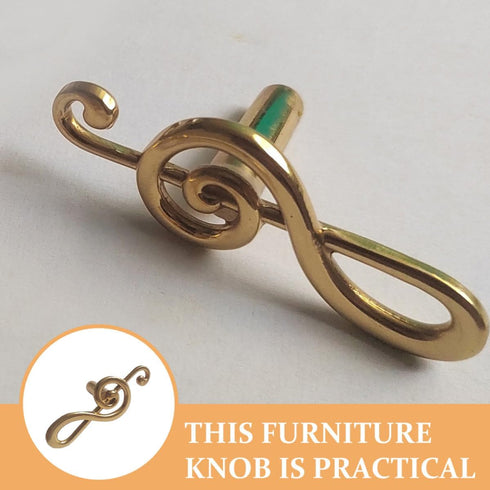 PRETYZOOM Vintage Brass Cabinet Pull Handle for Wardrobe and Drawer, Small Furniture Knob with Note Design, Suitable