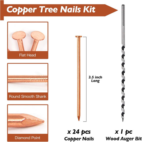 Copper Nails, 3.5 Inch Roofing Nails 24pcs, 99.95% Pure Copper for Roof, Flashing, Landscaping & Crafts