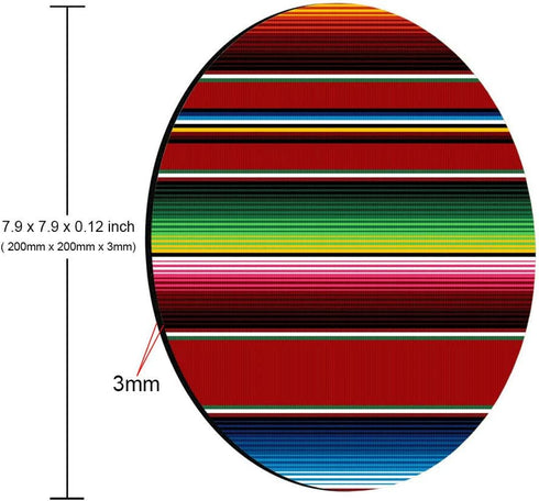 Serape Stripe Mouse Pad, Colorful Mexican Rug Print, Multicolored Round Mouse Pads 7.9 x 7.9 x 0.12 Inch