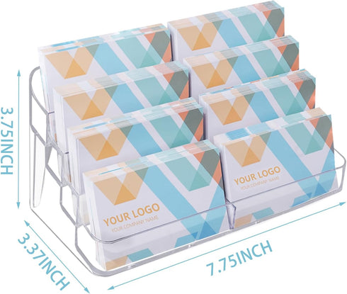 Plastic Business Card Holder for Desk, Clear Acrylic Organizer, 8 Pockets 4 Layers Display Stand for Office