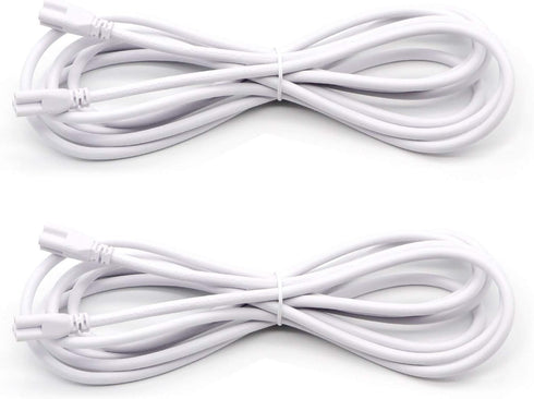 T5 T8 Extension Cords, 10 ft 3 Meter Connector Cord, 3-Prong Power Cable for LED Tube Light, Pack of 2