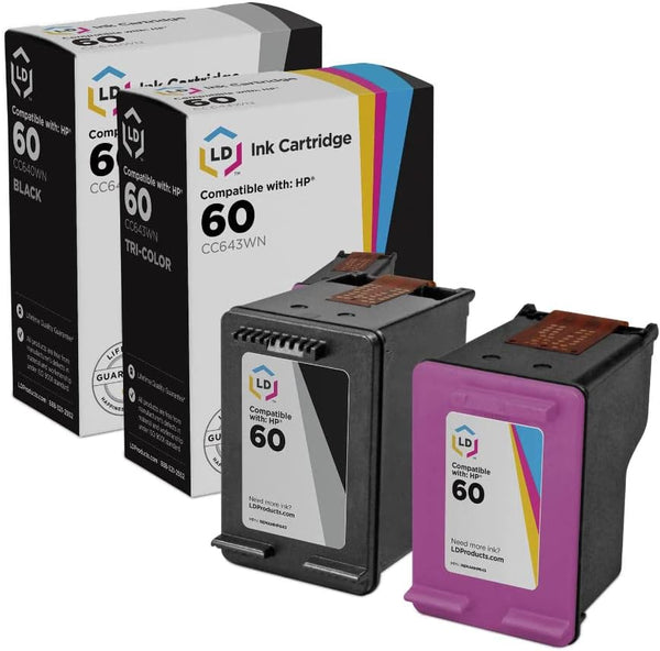 LD Products Remanufactured Ink Cartridge Set for Hp 60 Black CC640WN and Color CC643WN (Set of 2)