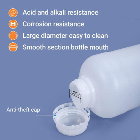 PE Plastic Food Grade Bottles - Wide Mouth Lab Reagent Container, Liquid/Solid Sample Storage (Translucent, 34oz)