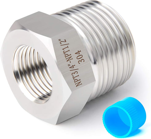 TAISHER 5PCS Forging of 304 Stainless Steel Reducer Hex Bushing, 3/4" Male NPT to 1/2" Female NPT, Reducing Forging