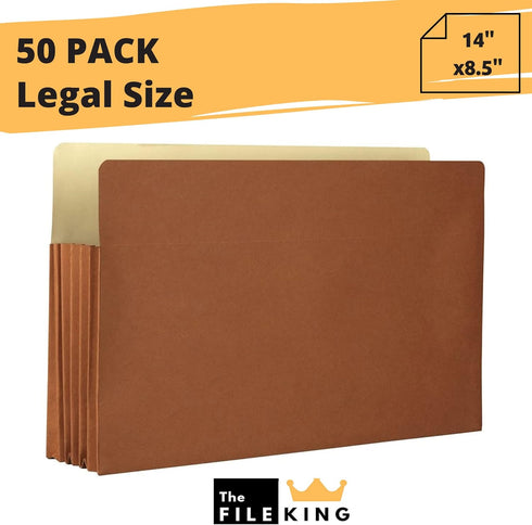 The File King Expanding Accordion File Folder - Legal Size | 3.5" Expansion - Store and Organize Papers | Carton of 50