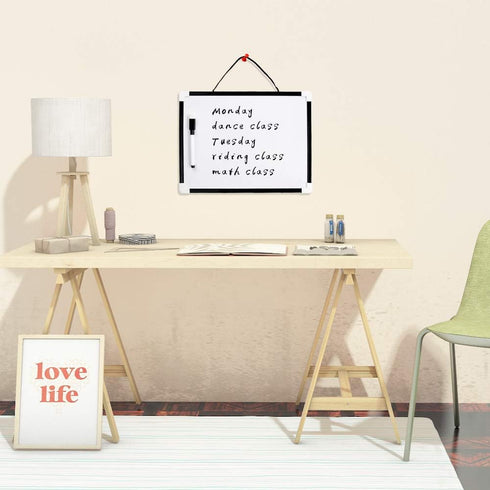 Magnetic Dry Erase Board VIZ-PRO, Children Drawing Board/Kids Writing Whiteboard, Black Plastic Frame, 12" x 8"