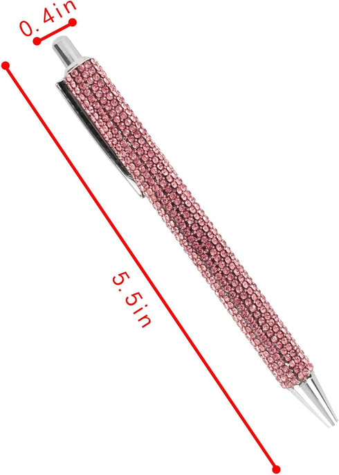 HOCE 3 Pcs Rhinestone Bling Metal Ballpoint Pens 0.7 mm, Black Ink, Gift Pens for Christmas Bridesmaid Wedding Birthday, Pink One Size by HOCE