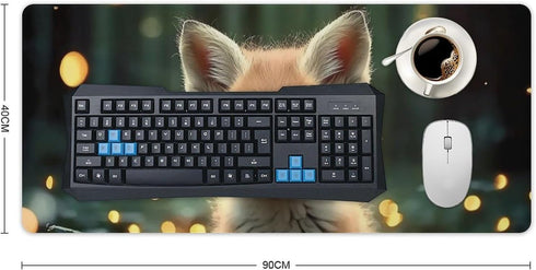 KRECDKQ 40x90cm Fox Baby Forest Night Lights Large Mouse Pad Gaming Mousepad Desk Pad for Keyboard and Mouse Mat