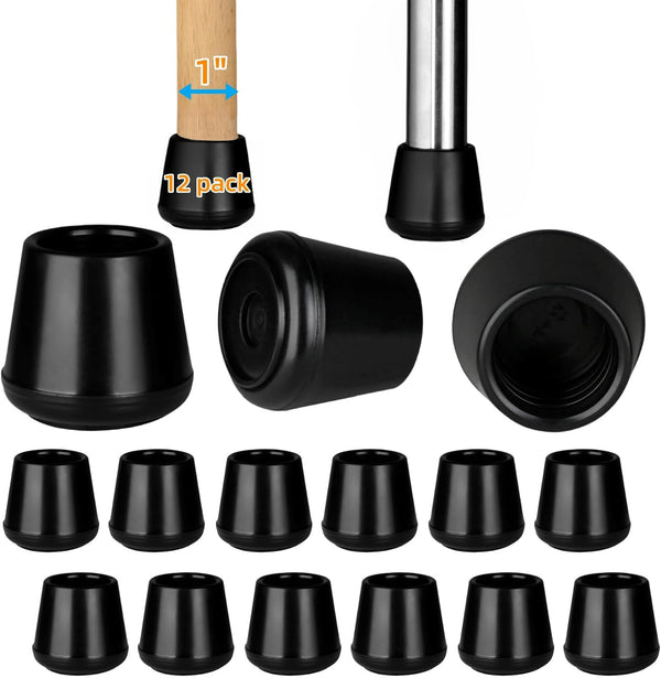 1" Rubber Chair Leg Tips Caps, Chair Leg Floor Protectors Rubber Feet