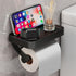 DGYB Bathroom Toilet Paper Holder Wall Mount Black Paper Towel Holder with Shelf Rustproof & Multifunctional