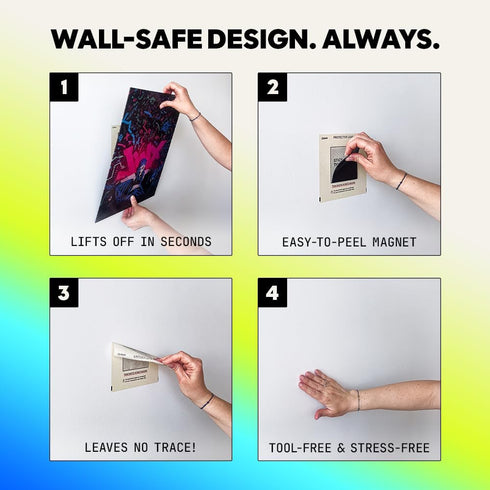 3-Pack Displate Magnetic Wall Mount Kit for Hanging Pictures, Peel & Stick Wall Magnets with Safe Removable Adhesive
