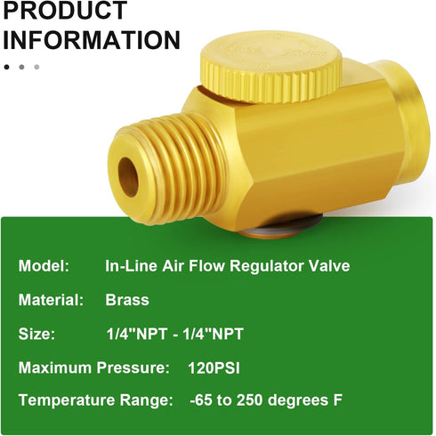 TAISHER 5PCS Brass Air Compressor Accessories Control Tool, 1/4" NPT Male x Female Air Flow Regulator Valve
