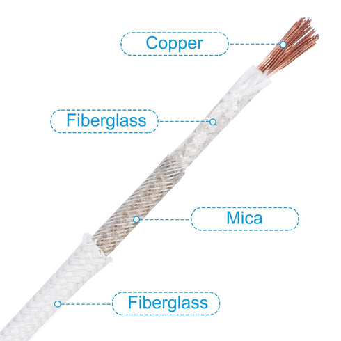 PATIKIL 11.5Ft 13 AWG High Temperature Wire, -60-350 Degrees Celsius Insulated Heat Resistant Cable, White