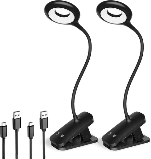 2 Pack Clip on Reading Light for Bed Headboard, Battery Rechargeable Large