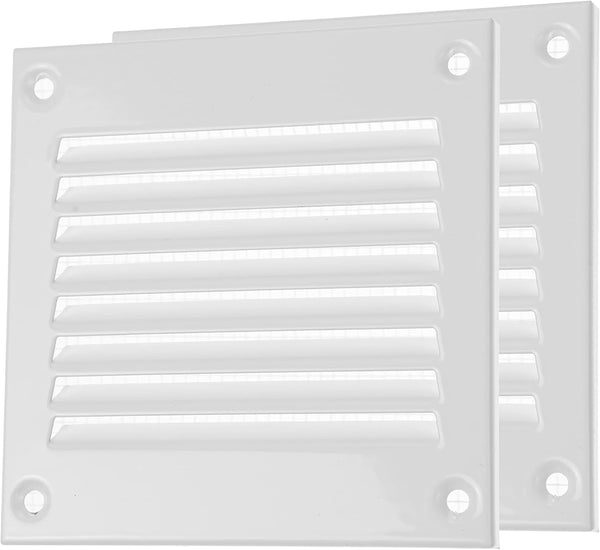 Vent Systems 4'' x 4'' Inch Pack of 2 - White Air Vent Cover Metal Grill with Built-in Pest Guard Screen