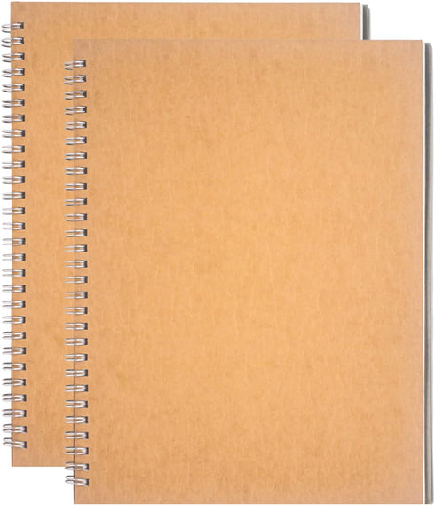 DSTELIN Blank Spiral Notebook, 10 inch x 7.5 inch, 2-Pack, Soft Cover, 100 Pages / 50 Sheets, Brown