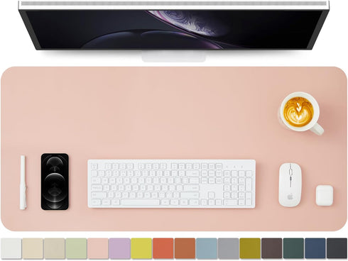 Leather Desk Mat - Non-Slip PU Desk Pad for Office and Home, Ideal for Large Mouse Pad and Desk Mats on Desks (Pink,