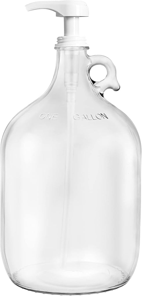 Gallon Glass Pump Dispenser Bottle, Large Jug Laundry Liquid Detergent Dispenser with