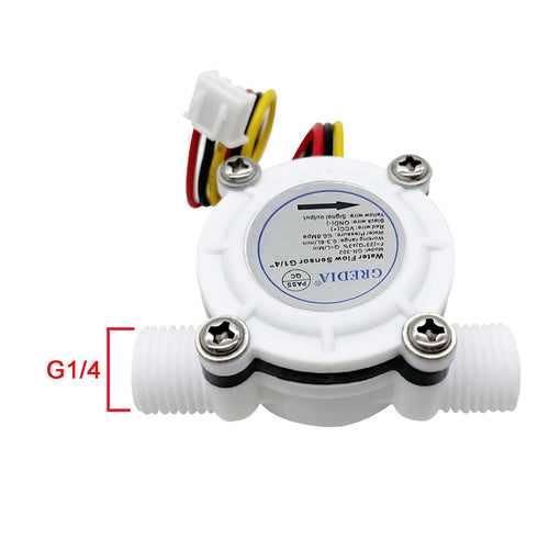 1/4" Water Flow Sensor - Food-Grade Hall Effect Flowmeter Fluid Meter Counter 0.3-6L/min