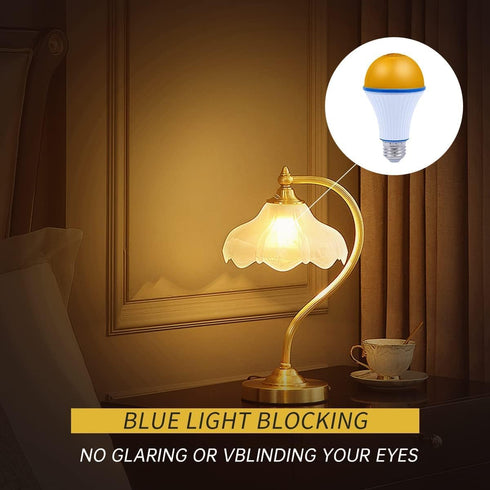 2 Pack LED Amber Light Bulbs, 7W A19, 1800K Warm Light, Blue Light Blocking, 60 Watt Equivalent for Healthy Sleep, 2