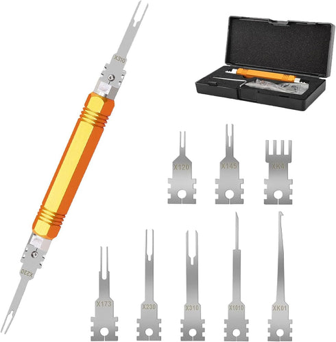 Terminal Removal Tool Kit, 8 PCS Electrical Pin Extractor Tool Double Head Detachable Terminal Release Tool for Metri,AMP,Molex Connector Automotive Repair Terminal Removal Tool by C Q CHANG QI