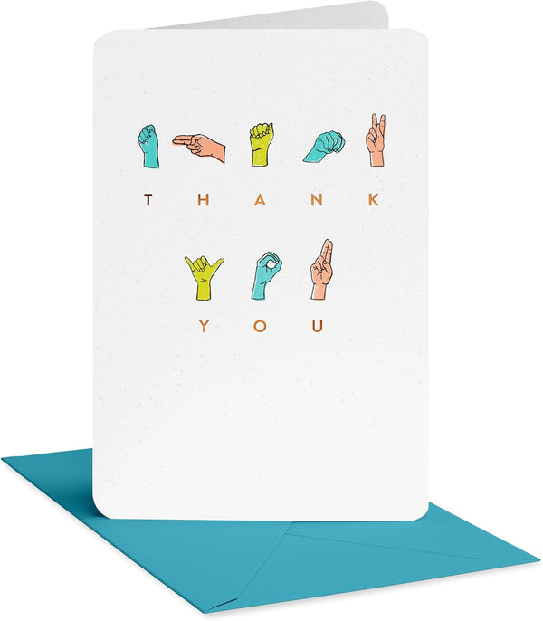 American Greetings Sign Language Thank You Card, Appreciation Card for the Hearing