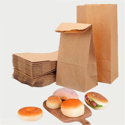 Dnyucen 25pcs Packaging Sourdough Bread Bags Paper Bags Bakery Cookies Sandwiches Takeaway Bag Candy Bag Bulk(S Kraft