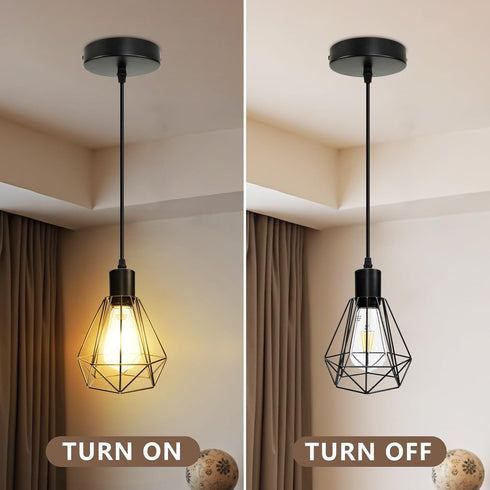 2-Pack E26 Base(Bulbs LTBLIGHT Industrial Pendant Light Fixtures, Black Hanging Ceiling Light with Adjustable Height