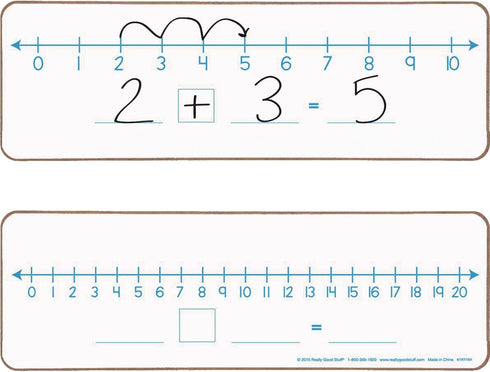Really Good Stuff Number Line Dry Erase Boards – Two-Sided 0-10 and 0-20 Number Line, 12”x4” (Set of 6)