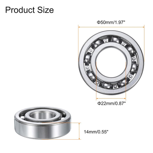 uxcell 4 Pcs 62/22 Deep Groove Ball Bearing, 22mm x 50mm x 14mm High Carbon Chrome Steel Z3 Double Rubber Sealed Bearing (ABEC3)