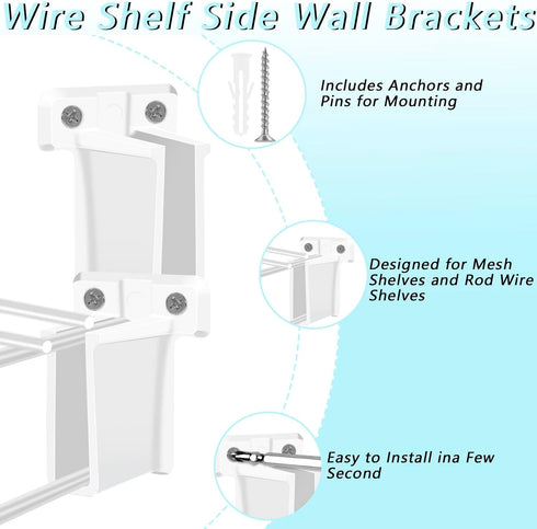 OXDFK 12 Closet PCS Wire Shelf End Bracket, Plastic Shelves Brackets with Screws, Heavy Duty Wall Mount Brackets