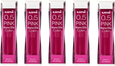 Uni NanoDia Color Mechanical Pencil Leads 0.5mm Pink, 5 Pack/total 100 Leads Value Set by uni
