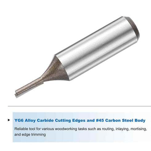1/2 Inch 1/8" 2 0.51 Inch YG6 HARFINGTON Straight Router Bit Shank Cutting Dia, Flutes Cutting Length Carbide Cutter