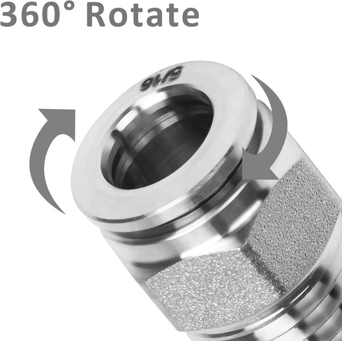 Push to Connect Fitting - 304 Stainless Steel Male Straight 5/16" Tube OD x 1/4" NPT Thread (Pack of 2)