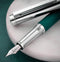Hongdian 1843 Solid Metal Fountain Pen, Extra Fine Nib, Green Ripple Pattern with Refillable Converter and Case