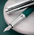 Hongdian 1843 Solid Metal Fountain Pen, Extra Fine Nib, Green Ripple Pattern with Refillable Converter and Case